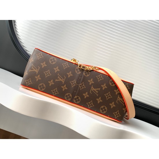 【动态变码芯片 加强版】M47149本款 Dauphine Soft 大号手袋以 Monogram 帆布裁出柔软构型，亮相于 2024 春夏秀场。搭配牛皮革饰边，确保舒适手提。Dauphine 手袋经典元素在此悉数呈现，包括矩形锁扣上的 LV Circle 标识、可拆卸链带与肩带。28.0 x 20.0 x 11.0 厘米 (长 x 高 x 宽)