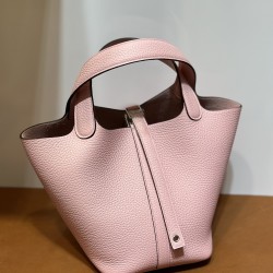 picotin18cm clememce 原厂御用大牛皮 3Q新粉色 顶级工艺 蜡线全缝 银扣