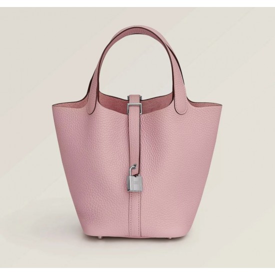 Style：Picotin lockColour：3Q/sliverSize：18cmLeather：clemenceHardware：sliver菜篮18cm，3Q粉牛皮，银扣，高级全手工专属定制‼️