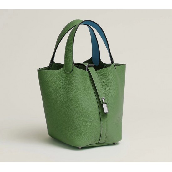 Style：Picotin lockColour：A8丝蓝绿/2T天堂蓝Size：18cmLeather：clemenceHardware：sliver菜篮18cm，丝蓝绿/天堂蓝，银扣，高级全手工专属定制‼️