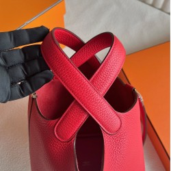 Picotin 18cm Clemence 原厂德国大牛tc皮 S3心红色 金扣