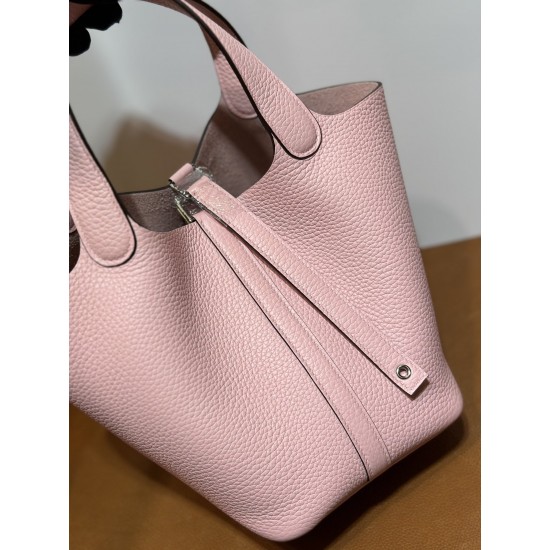 picotin18cm clememce 原厂御用大牛皮 3Q新粉色 顶级工艺 蜡线全缝 银扣