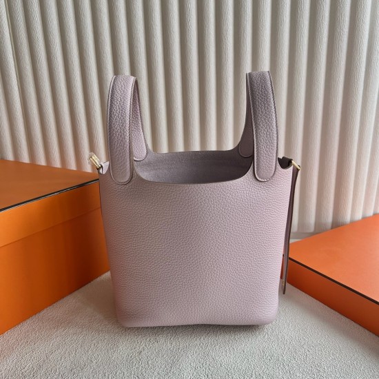 Picotin 18cm Clemence 原厂大牛tc皮 09梦幻粉紫 金扣 一级工艺 全手工蜡线缝