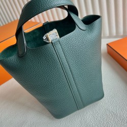 Picotin 18cm Clemence 原厂大牛tc皮 6O松柏绿 金扣 一级工艺 全手工蜡线缝