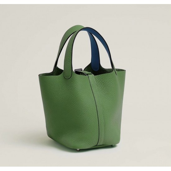 Style：Picotin lockColour：A8丝蓝绿/2T天堂蓝Size：18cmLeather：clemenceHardware：sliver菜篮18cm，丝蓝绿/天堂蓝，银扣，高级全手工专属定制‼️