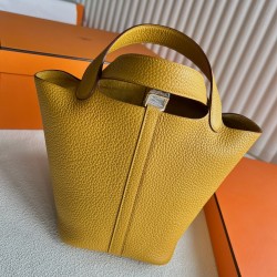 Picotin 18cm Clemence 原厂大牛tc皮 9D琥珀黄 金扣 一级工艺 全手工蜡线缝