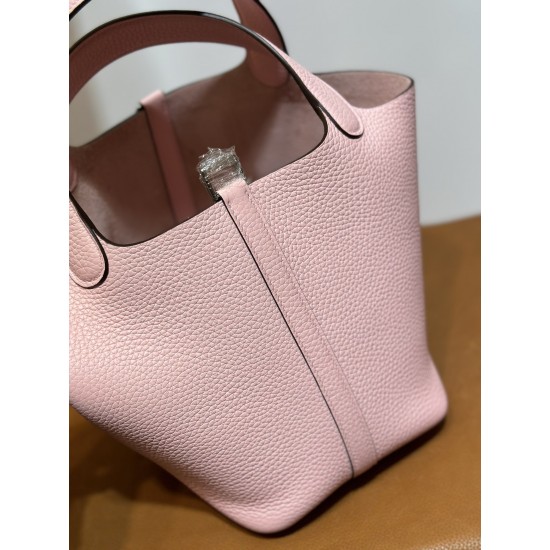 picotin18cm clememce 原厂御用大牛皮 3Q新粉色 顶级工艺 蜡线全缝 银扣