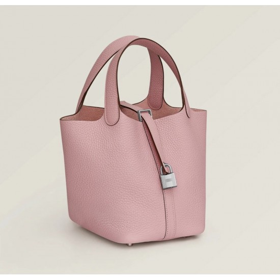 Style：Picotin lockColour：3Q/sliverSize：18cmLeather：clemenceHardware：sliver菜篮18cm，3Q粉牛皮，银扣，高级全手工专属定制‼️