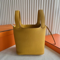 Picotin 18cm Clemence 原厂大牛tc皮 9D琥珀黄 金扣 一级工艺 全手工蜡线缝
