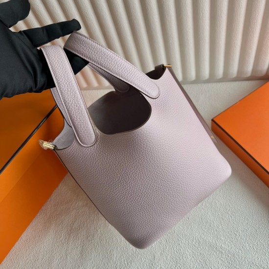 Picotin 18cm Clemence 原厂大牛tc皮 09梦幻粉紫 金扣 一级工艺 全手工蜡线缝
