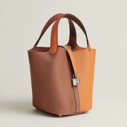 Style：Picotin lockColour：5F南瓜色/93橙色Size：18cmLeather：clemenceHardware：sliver菜篮18cm，南瓜色/橙色，银扣，高级全手工专属定制‼️