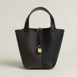 Style：Picotin lockColour：89黑色/47巧克力色/D0米色Size：18cmLeather：clemenceHardware：gold菜篮18cm，黑/咖/米，金扣，高级全手工专属定制‼️