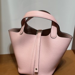 picotin18cm clememce 原厂御用大牛皮 3Q新粉色 顶级工艺 蜡线全缝 银扣
