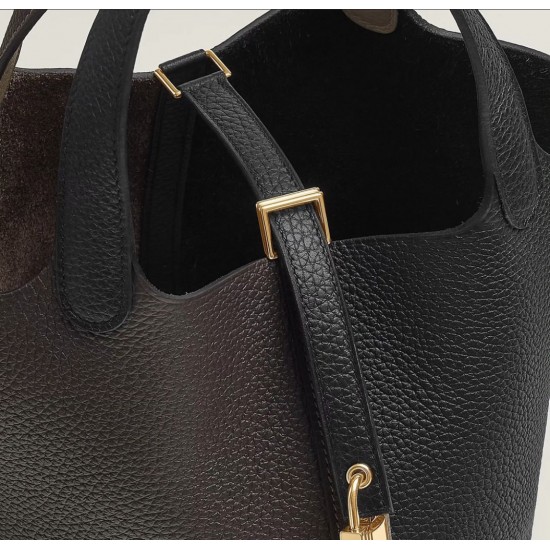 Style：Picotin lockColour：89黑色/47巧克力色/D0米色Size：18cmLeather：clemenceHardware：gold菜篮18cm，黑/咖/米，金扣，高级全手工专属定制‼️